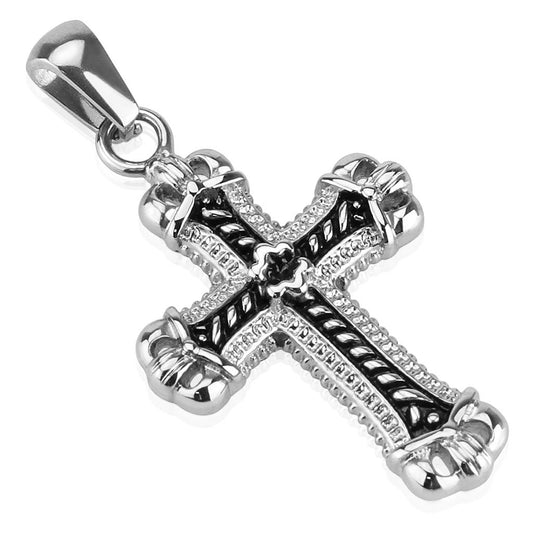 Kettenanh?nger Keltisches Kreuz 316L Chirurgenstahl Silber-Schwarz 35 x 19mm Halsketten Pendant Herren-Kettenanh?nger