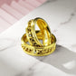 Damenring Silber Gold inneliegende Kette eingefasster Zirkonia Edelstahl Chirurgenstahl 316L Größen 47 (15) – 69 (22)