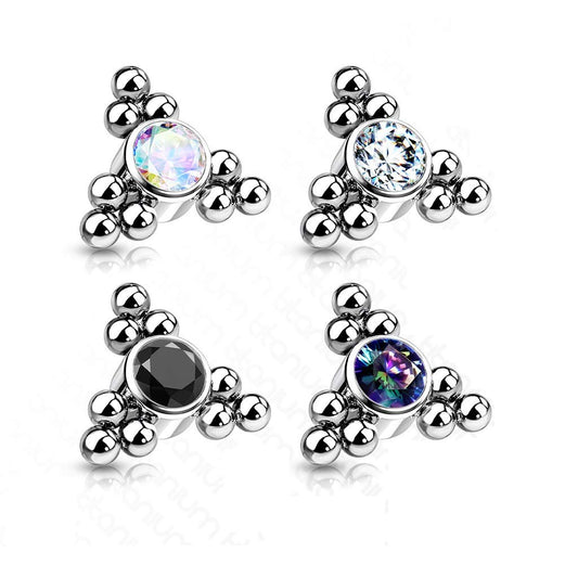 Dermalaufsatz Anchor Dreieck Zirkonien Titan Grad 23 viele Farben und Stärken HautAnker Skin Diver Implantat Kugel Bodypiercing