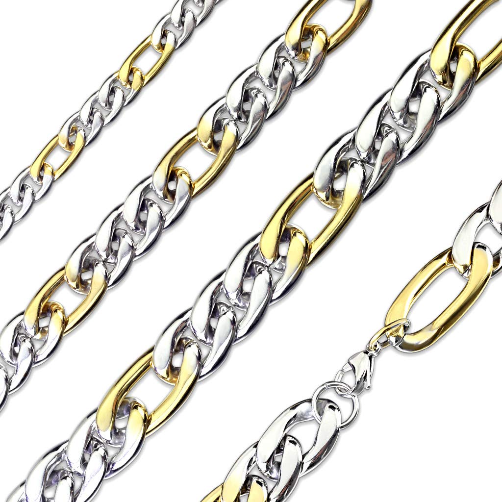 Halskette Edelstahl Silber Silber-Gold viele Längen und Breiten Herrenkette Halsschmuck Figaro-Panzerkette Frauen Männerketten