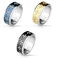 Ring aus Chirurgenstahl Edelstahl 316L Band schwarz, blau, gelbgold mit Kreuzen aus Zirkonia verfügbare Ringgrößen 57 (18) - 66 (21)