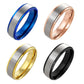 gebürsteter Edelstahlring Stepped Edge blau Gold schwarz roségold verfügbare Ringgrößen 47 (15) – 69 (22)